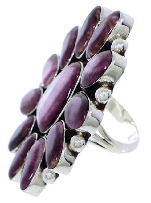 Purple Oyster Shell Large Statement Silver Ring Size 7-3/4 YX35990